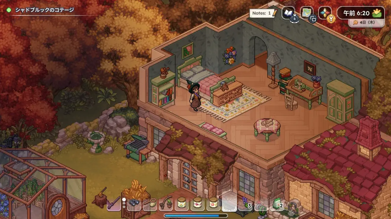 The cottage interior in the Witchbrook TGS preview build
